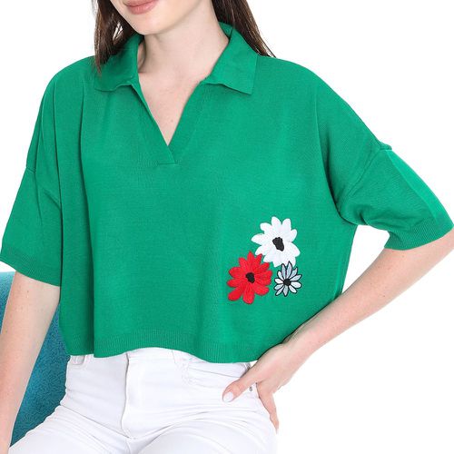 Top en tricot brodé fleur - SHEIN - Modalova