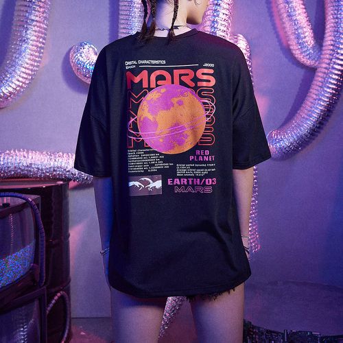 T-shirt oversize lettre planète - SHEIN - Modalova