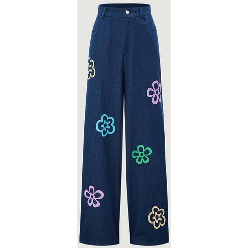 Pantalon ample à imprimé floral - SHEIN - Modalova