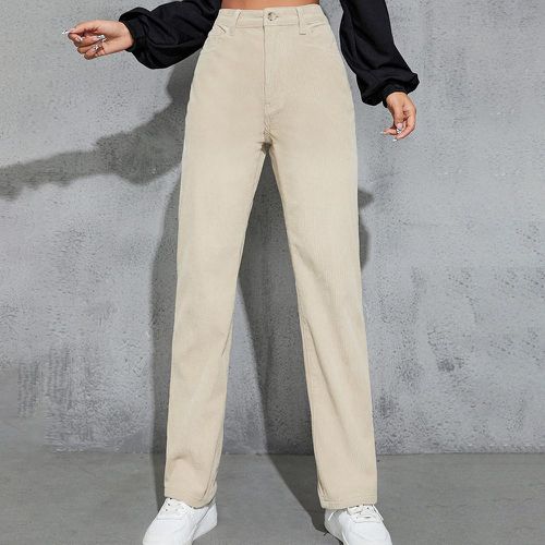 Pantalon taille haute à poches en velours côtelé - SHEIN - Modalova