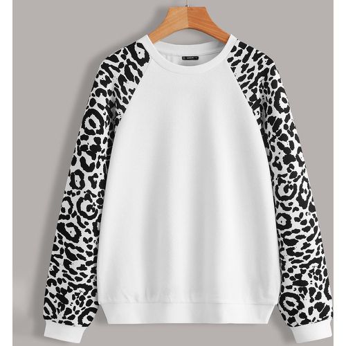 Sweat-shirt à léopard manches raglan - SHEIN - Modalova