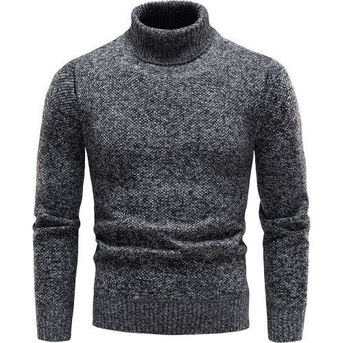 Pull-over casual à col roulé matelassé, manches longues. Pour sortir, pour le mari - SHEIN - Modalova