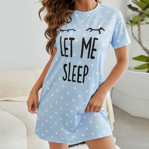 Robe de nuit slogan et à pois - SHEIN - Modalova