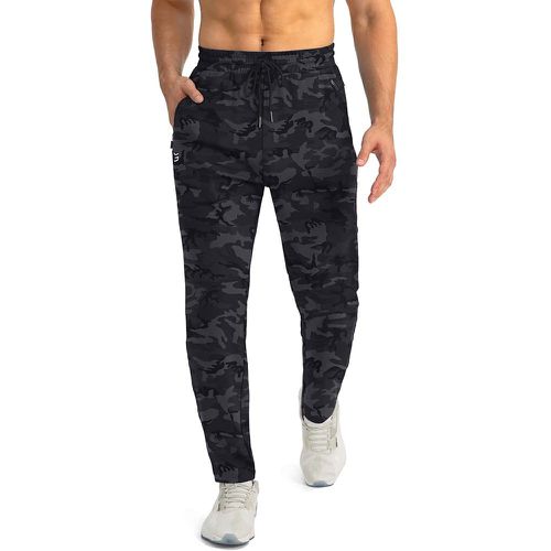 Pantalon de sport à imprimé camouflage à cordon zippé - SHEIN - Modalova