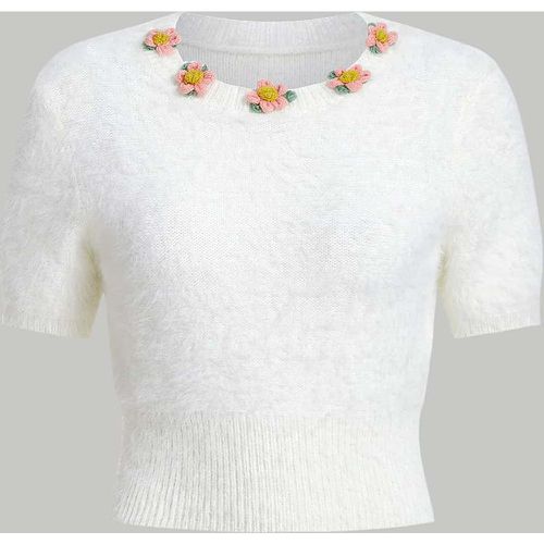 Top en tricot à patch fleuri - SHEIN - Modalova