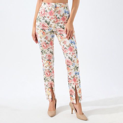 Pantalon à imprimé floral fendu - SHEIN - Modalova