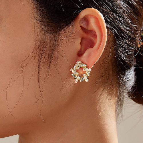 Clous d'oreilles à perles à strass design cercle - SHEIN - Modalova