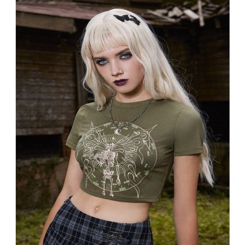 T-shirt court à imprimé squelette - SHEIN - Modalova