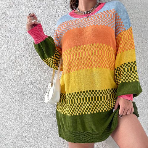 Robe pull à blocs de couleurs à carreaux - SHEIN - Modalova