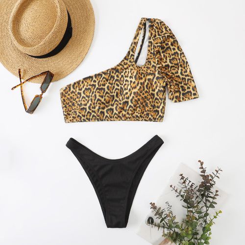 Bikini léopard côtelé découpe - SHEIN - Modalova