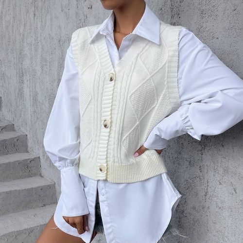 Pull sans manches en tricot torsadé à bouton (sans blouse) - SHEIN - Modalova