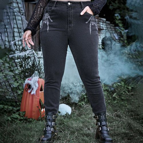 Jean skinny taille haute halloween à imprimé squelette - SHEIN - Modalova