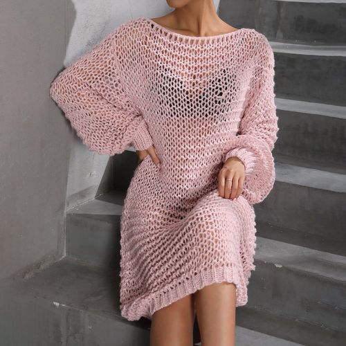 Robe pull unicolore en tricot (sans ensemble de lingerie) - SHEIN - Modalova