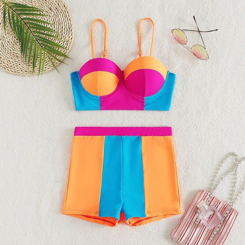 Bikini à blocs de couleurs push-up - SHEIN - Modalova