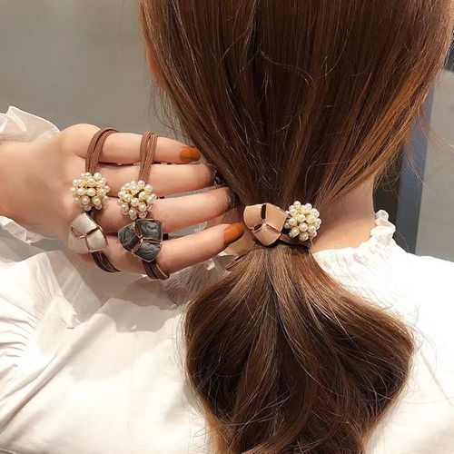 Pièces Élastique à cheveux à fausse perle à détail géométrique - SHEIN - Modalova
