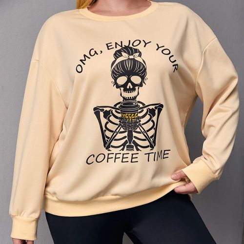 Sweat-shirt à motif squelette et graphique de slogan - SHEIN - Modalova