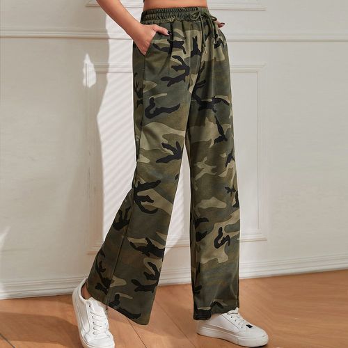 Pantalon à imprimé camouflage à cordon - SHEIN - Modalova