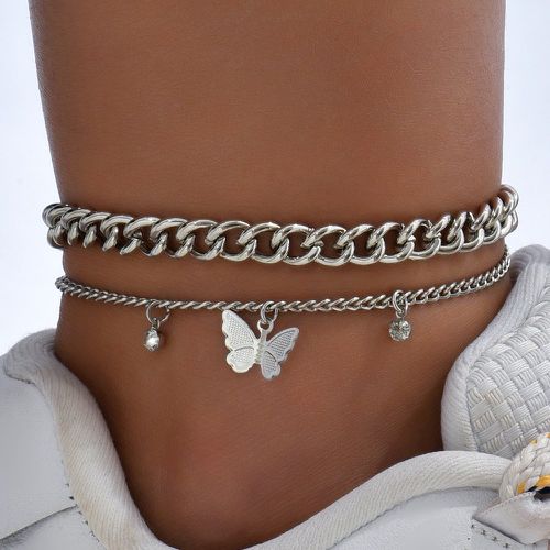 Pièces Bracelet de cheville avec papillon à strass - SHEIN - Modalova