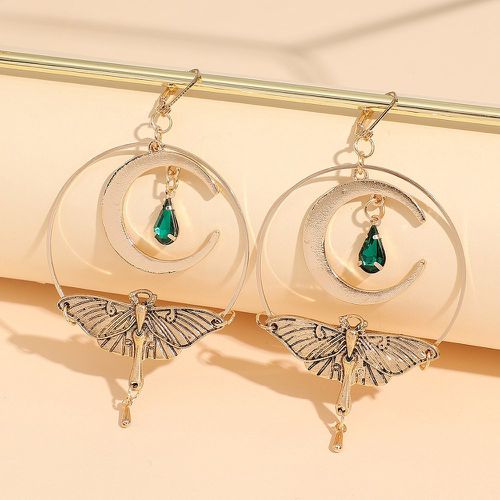 Boucles d'oreilles à design goutte d'eau papillon de nuit & gemme - SHEIN - Modalova