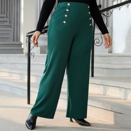 Pantalon ample taille haute à faux bouton - SHEIN - Modalova