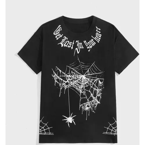T-shirt toile d'araignée à imprimé - SHEIN - Modalova