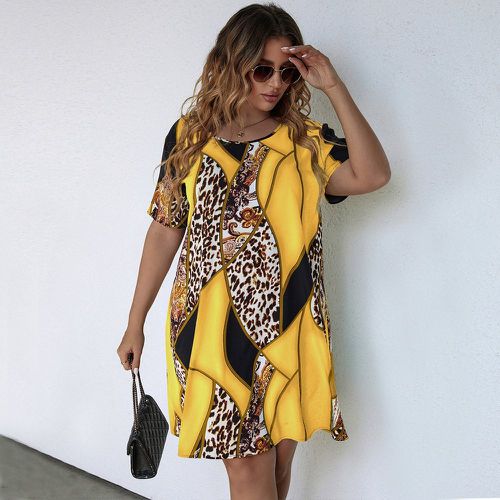 Robe tunique à léopard à blocs de couleurs - SHEIN - Modalova