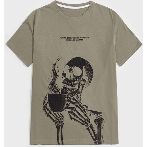 T-shirt à motif tête de mort et lettres - SHEIN - Modalova