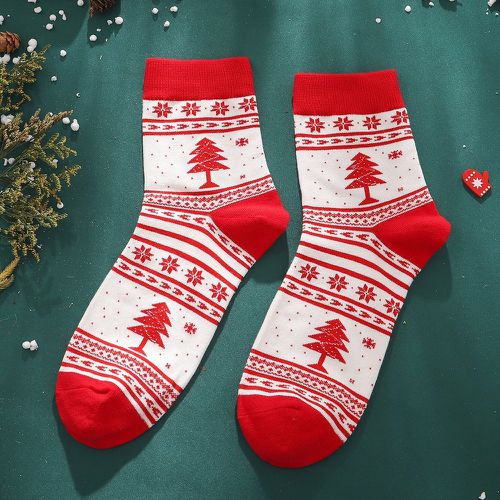 Chaussettes à motif géométrique et arbre de Noël - SHEIN - Modalova