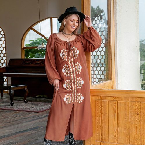 Robe tunique à imprimé floral manches bishop - SHEIN - Modalova