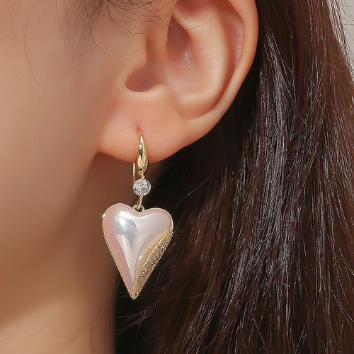 Pendants d'oreilles avec cœur à zircone cubique à fausse perle - SHEIN - Modalova