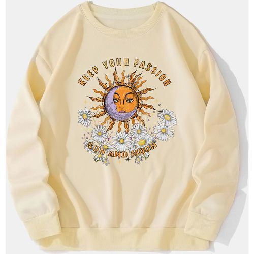 Sweat-shirt à motif soleil et graphique de slogan à doublure thermique - SHEIN - Modalova