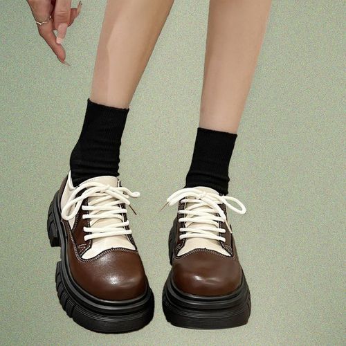 Chaussures oxford bicolore à lacets plate-forme - SHEIN - Modalova