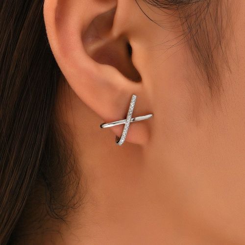 Clous d'oreilles zircone cubique à design en croix - SHEIN - Modalova