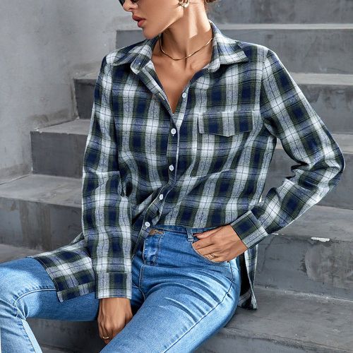 Chemise à carreaux à poche à rabat - SHEIN - Modalova