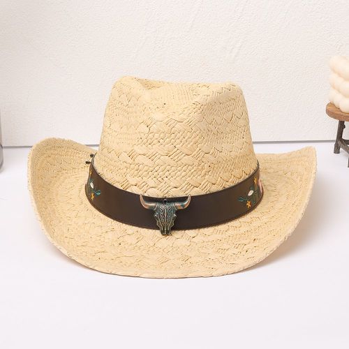 Chapeau de paille à broderie tête de taureau - SHEIN - Modalova