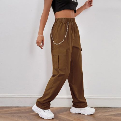 Pantalon cargo à taille élastique avec chaîne - SHEIN - Modalova
