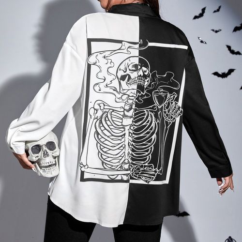 Chemise à imprimé squelette bicolore - SHEIN - Modalova