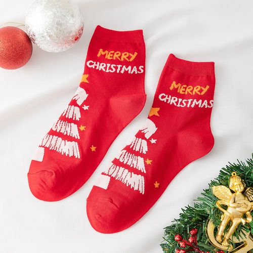 Chaussettes arbre de Noël & graphique de slogan - SHEIN - Modalova