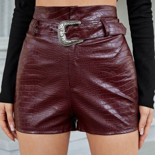 Short en relief de crocodile en cuir PU avec ceinture - SHEIN - Modalova