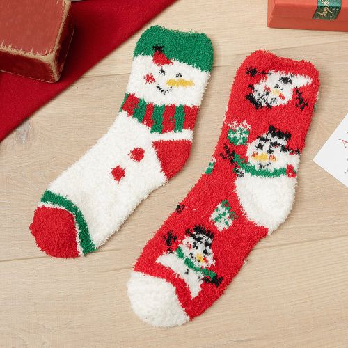 Paires Chaussettes à motif Noël bonhomme de neige duveteux - SHEIN - Modalova