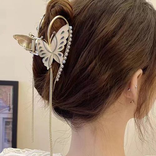 Griffe à cheveux chaîne & à fausse perle design papillon - SHEIN - Modalova
