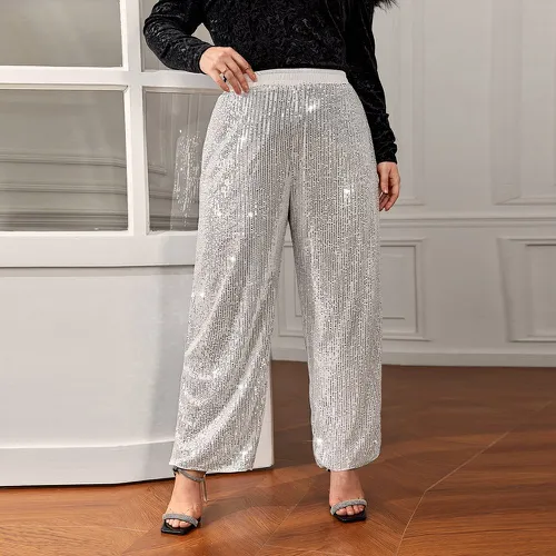 Pantalon droit taille haute à paillettes - SHEIN - Modalova