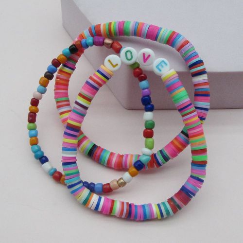 Pièces Bracelet perlé à lettres à blocs de couleurs - SHEIN - Modalova