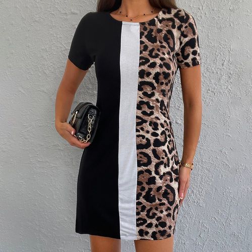 Robe ajustée léopard à blocs de couleurs - SHEIN - Modalova