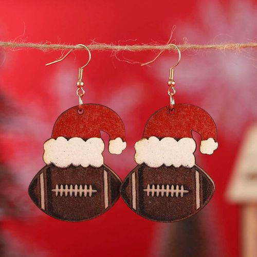 Pendants d'oreilles chapeau de Noël & rugby - SHEIN - Modalova