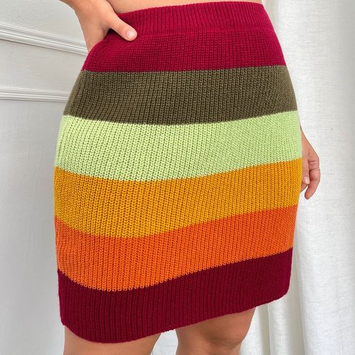 Jupe en tricot à blocs de couleurs - SHEIN - Modalova