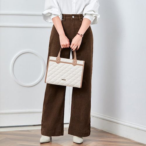Pantalon taille haute à poche en velours côtelé - SHEIN - Modalova