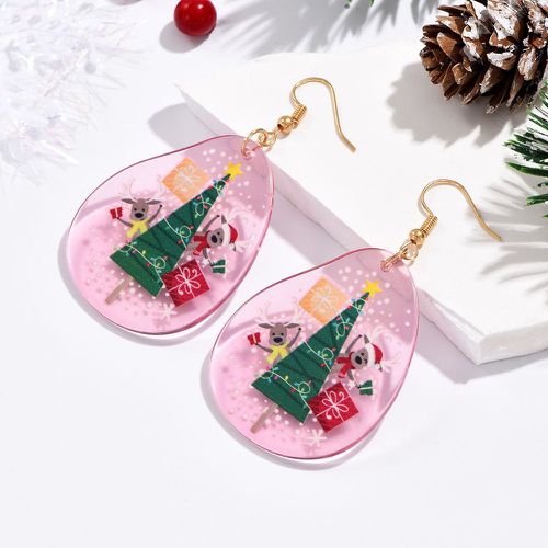 Boucles d'oreilles design goutte d'eau renne de Noël & arbre motif - SHEIN - Modalova