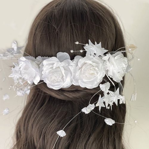Peigne à cheveux fleur & à fausse perle mariage - SHEIN - Modalova