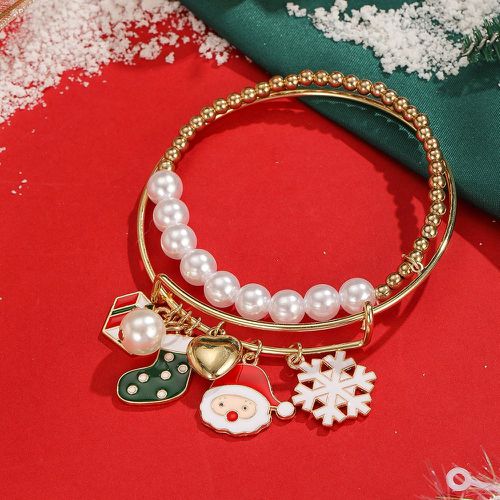 Bracelet Noël flocon de neige & à breloque cœur à fausse perle - SHEIN - Modalova